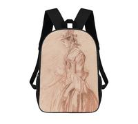 sinyumoney Woman in A Hat Drawing Backpack School Bag School Secondary High School College Backpack Travel for Boys/Girls/Teenagers 17inch