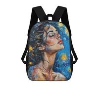 sinyumoney Woman in Blue And Yellow Painting Backpack School Bag Water Resistant Computer Rucksack for Teenage Girls Boys Women Men 17inch