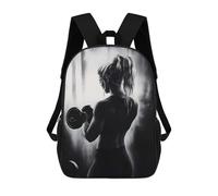 sinyumoney Woman Lifting Weights in Monochrome Style School Backpack for Girls Backpack Water Repellent Casual Daypack Lightweight Rucksack Boy Girl School Backpack 17inch