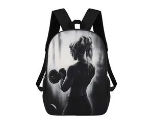 sinyumoney Woman Lifting Weights in Monochrome Style School Backpack Large Lightweight Casual Backpack for Boys/Girls/Teenagers 17inch