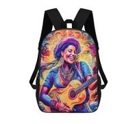 sinyumoney Woman Playing Guitar Psychedelic Children's Backpacks School Backpack 3D Printed for Kids Travel Rucksacks Book Bags Kids 17inch School Bag