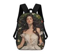 sinyumoney Woman With A Green Field Children's School Backpack 3D Printed for Kids Travel Rucksacks Book Bags for Boys Elementary School Students 17inch