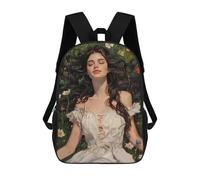 sinyumoney Woman With A Green Field School Backpack Daypacks Business Backpack Water Resistant Bookbag for Men/Women 17inch