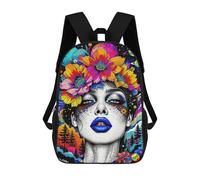 sinyumoney Woman with Floral Crown And Planets School Bags Lightweight Schoolbag Dayback Bookbag College for Boys/Girls/Teenagers 17inch