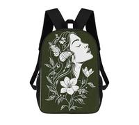 sinyumoney Woman with Flowers And Butterfly Children's School Backpack 3D Printed for Kids Travel Rucksacks Book Bags Kids School Bag 17inch