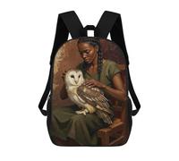 sinyumoney Woman with Owl Painting Ronaldo Backpack, Children's Backpack, Student School Bag, Book Bag, 3D Printed School Bag For Boys And Girls, 17inch