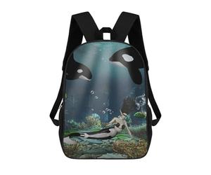sinyumoney Wonderful Mermaid Children's School Backpack 3D Printed for Kids Travel Rucksacks Book Bags for Boys Elementary School Students 17inch