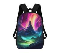sinyumoney Wonderland Aurora Mountain Backpack School Bag Rucksack for Girls Boys Backpacks Large Capacity Kids Back Pack Lightweight School Bags for Children Students 17inch