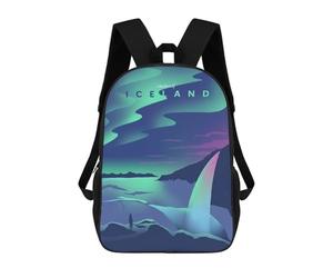 sinyumoney Wonders of Iceland Children's School Backpack 3D Printed for Kids Travel Rucksacks Book Bags for Boys Elementary School Students 17inch