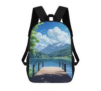 sinyumoney Wooden Dock on The Lake 3D Printed 17inch Kids School Backpack School Bag Fashion Rucksacks for Boys Elementary And Middle School Students