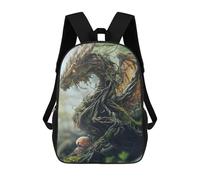 sinyumoney Wooden Dragon in Forest Backpacks Kids School Backpack School Bag 3D Printed School Bag for Boys Elementary And Middle School Students 17inch