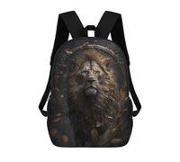 sinyumoney Wooden Lion Backpacks Kids School Backpack School Bag 3D Printed School Bag for Boys Elementary And Middle School Students 17inch