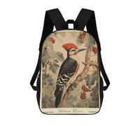 sinyumoney Woodpecker William Morris Forest Bird Kids Backpack 17 Inch School Bag 3D Printed Cartoon School Backpacks for Boys And Teenager School Students