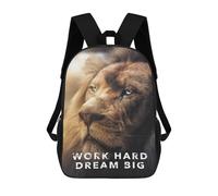 sinyumoney Work Hard Dream Big Lion Backpacks 3D Printed 17inch Kids School Backpack Outdoor Casual Daypack Casual Travel Bags for Middle School Students