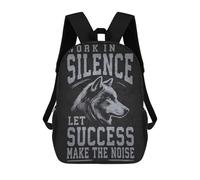 sinyumoney Work Hard In Silence Wolf School Bags Rucksack Casual Daypacks School Work Travel Bag for Campus Outdoor Travel Sports 17inch