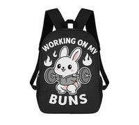sinyumoney Working On My Buns - Funny Easter Gym Bunny Squat Pun 3D Printed Children's School Backpack for Kids High Capacity Travel Rucksacks 17 Inch Book Bags Kids