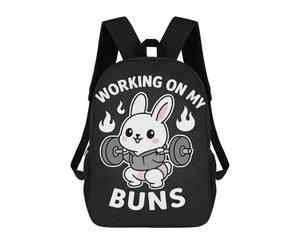 sinyumoney Working On My Buns - Funny Easter Gym Bunny Squat Pun School Backpack Water Resistant School Bag Business Backpack for Girls Boys Teenage 17inch