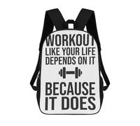 sinyumoney Workout Like Your Life Depends On It Backpack School Lightweight Airport College Students Back Pack for Campus Outdoor Travel Sports 17inch