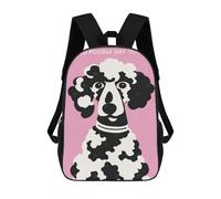 sinyumoney World Poodle Day Pink Art School Backpack Lightweight Airport College Students Back Pack for Girls Boys Teenage 17inch