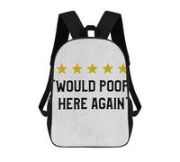 sinyumoney Would Poop Here Again 3D Printed Children's School Backpack for Kids High Capacity Travel Rucksacks Book Bags Kids School Bag Back Pack 17inch