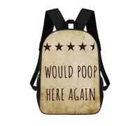 sinyumoney Would Poop Here Again Fun Backpack School Bag School Secondary High School College Backpack Travel for Teenage Girls Boys Women Men 17inch