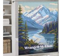 sinyumoney Wrangell-St. Elias National Park Alaska 100% Polyester Fabric Washable Decor Bath Curtains for Shower Bath Curtain Wet Room 69.69x70.87Inch（177x180cm）