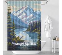 sinyumoney Wrangell-St. Elias National Park Alaska Fabric Polyester Bathroom Curtains Modern Art for Bathroom with Hooks 46.85x70.87Inch（119x180cm）