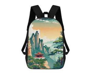 sinyumoney Wulingyuan Mountain Landscape Backpacks 3D Printed Kids School Backpack Outdoor Casual Daypack Fashion Casual Children Backpacks Cute Travel Bags 17inch