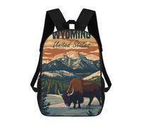 sinyumoney Wyoming Bison Landscape School Bags Daypacks Business Backpack Water Resistant Bookbag for School/Work/Travel 17inch