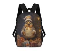 sinyumoney Xmas Duck 3D Printed Children's School Backpack for Kids High Capacity Travel Rucksacks Book Bags Kids School Bag Back Pack 17inch