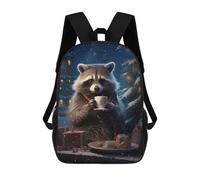 sinyumoney Xmas Raccoon Tea School Backpack Lightweight Airport College Students Back Pack- Perfect for Travel, Work And Daily Use 17inch
