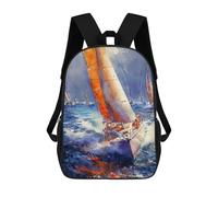 sinyumoney Yacht Boat Racing 4 Children's Backpacks School 3D Printed Bag Bookbag for Kids Travel Rucksacks Boy Girl Book Bags Kids School Bag 17inch