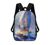 sinyumoney Yacht Boat Racing 6 Backpack School Bag Rucksack Casual Daypacks School Work Travel Bag for Men, Women & Teenage Boys 17inch