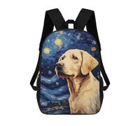 sinyumoney Yellow Labrador 3D Printed 17inch School Bag Children's School Backpack Travel Backpacks Casual Fashion Bag for Kids School Students