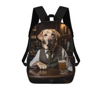 sinyumoney Yellow Labrador in The Pub Children's Backpack, 3D Printed School Backpack, Backpack for Boys Girls, Adjustable School Bag for Primary School 17inch
