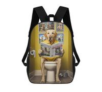 sinyumoney Yellow Labrador Toilet School Bags Water Resistant Travel Backpack Computer Bag for School/Work/Travel 17inch