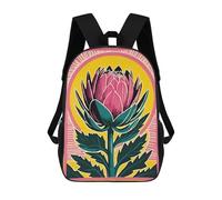 sinyumoney Yellow Pink Artichoke Backpack School Lightweight Casual Daypack School Backpacks for School/Work/Travel 17inch