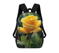 sinyumoney Yellow Rose with Raindrops School Bags Water Resistant Travel Backpack Computer Bag for Campus Outdoor Travel Sports 17inch