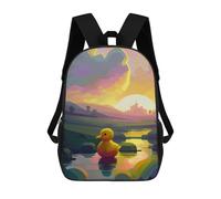 sinyumoney Yellow Rubber Duck Nature Children's Backpacks School 3D Printed Bag Bookbag for Kids Travel Rucksacks Boy Girl Book Bags Kids School Bag 17inch
