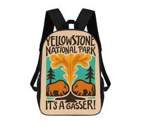 sinyumoney Yellowstone National Park Gasser Illustration 17 Inch Backpacks Kids Schoolbag,3D Printed Elementary And Middle School Students Backpacks for Boys Girls