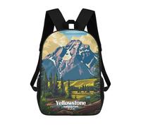 sinyumoney Yellowstone National Park Illustration School Backpack School Bags for Girls Boys Backpack with Pocket Fashion School Bag Kids Backpack 17inch