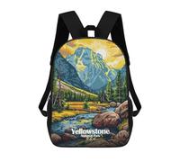 sinyumoney Yellowstone National Park Landscape Illustration Rucksacks 3D Printed Children Backpacks Fashion Casual Daypack Cute Travel Bags Outdoor Casual Daypack for Boy And Girl 17inch