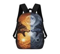 sinyumoney Yin And Yang Wolves School Backpack School Secondary High School College Backpack Travel for Men, Women & Teenage Boys 17inch