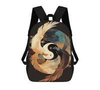 sinyumoney Yin Yang Birds Backpacks Kids School Backpack School Bag 3D Printed School Bag for Boys Elementary And Middle School Students 17inch
