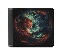 sinyumoney Yin Yang Cats Digital Art 3D Print Men's Wallet Multiple Slots Banknote Compartments Soft Convenient Purse Youth Guys 11.7cm*9.5cm