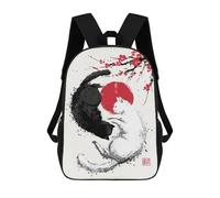 sinyumoney Yin Yang Cats Japanese Art Print Rucksack School Secondary High School College Backpack Travel for Campus Outdoor Travel Sports 17inch