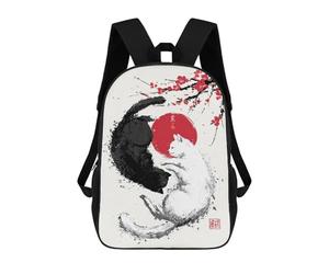 sinyumoney Yin Yang Cats Japanese Art Print Rucksack School Secondary High School College Backpack Travel for Campus Outdoor Travel Sports 17inch