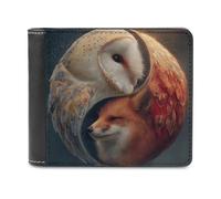 sinyumoney Yin-Yang Harmony Owl & Fox 3D Print Clutch Purse Credit Card Slots Leather RFID Banknote Compartments Soft Convenient Purse 11.7cm*9.5cm