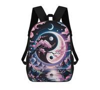 sinyumoney Yin Yang Landscape with Cherry Blossoms Backpack School Lightweight Casual Daypack School Backpacks for Men, Women & Teenage Boys 17inch
