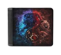 sinyumoney Yin-Yang Lions Dual Harmony -1 3D Print Clutch Purse Credit Cards Coins RFID Blocking Leather Men's Wallet Craftsmanship Gifts 11.7cm*9.5cm